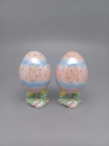 Huevos de Pascua decorativos de cerámica con patas salero y pimentero - Imagen 1 de 8