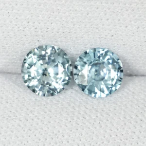 Incredibile coppia taglio diamante rotondo 2,11 cts brillante zircone blu naturale 5,5 mm...!!!! - Foto 1 di 2
