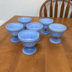 Vintage Set of 6-Jeanette Doric Delphite Blue Footed Custard Sherbet Dessert Cup - Picture 1 of 4