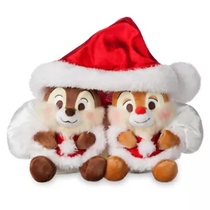 CHIP 'N DALE Holiday Christmas 6" Plush Set 2017 Shared Santa Hat Disney Store - Picture 1 of 2