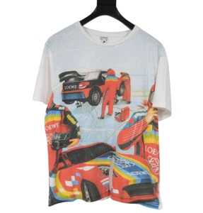 Loewe Women Racing Nascar T Shirt Large White Blue Cotton Short Sleeve Distress - Picture 1 of 10