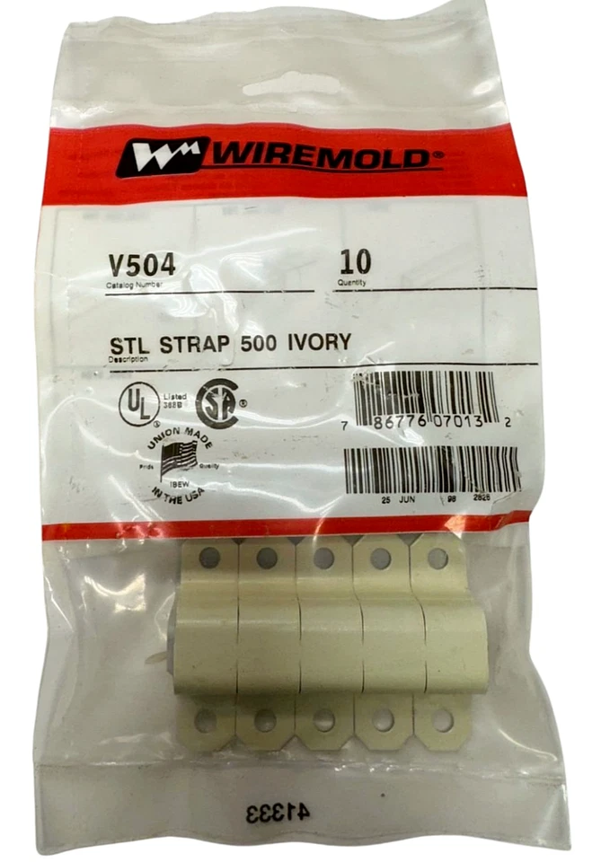 (Pack of 10) Wiremold V504 Ivory STL Strap 500 Series *Free Shipping*
