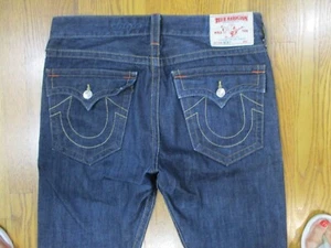 True Religion Ricky Relaxed Straight Jeans Mens 36x31 Washed Black Flap Pockets - Picture 1 of 6