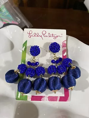 LILLY PULITZER SALSA COPA CLIP-ON STATEMENT EARRINGS NWT - Image 1 of 2