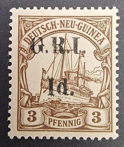 New Guinea 1914-15 SG16a 1d on 3pf Brown 'I' for '1' Mint RPSL Cert Cat £750 - Picture 1 of 3