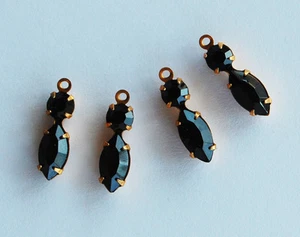 COLGANTE MARQUESA CRISTAL DE COLECCIÓN SWAROVSKI ESTRÁS NAVETTE CUENTAS NEGRO SOBRE NEGRO - Imagen 1 de 3