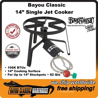 Cocina de chorro único Bayou Classic SP1 14" con 106K BTU hasta 82 cuartos de galón Foto 1 de 3