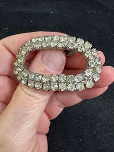 Oval Strass SIGNIERT Vintage Silber Schuhclip M-7091 - Bild 1 von 3