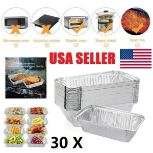 30Pcs Aluminum Disposable Foil BBQ Drip Pan Baking Cooking Trays Foil Tin Set US - Picture 1 of 12