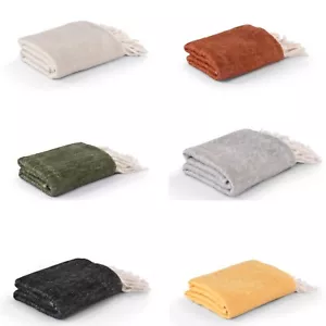 Cotton Throws for Sofas Bed Settee Couch Armchair Throw, 125 x 150cm - Picture 1 of 19