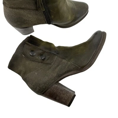 Botines Miz Mooz Verona Collection Cuero Verde Oliva Tacón Bloque 37 Foto 1 de 4