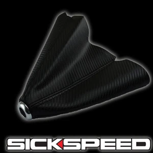 CARBON FIBER LOOK BLACK STITCH POLISHED TOP SHIFT BOOT GEAR COVER SHIFTER D - Picture 1 of 1