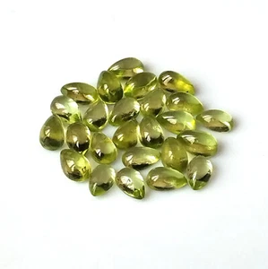 Peridot Cabochon 3X5 mm Pear Cut Natural Calibrated Untreated Gemstone 25 Pieces - Picture 1 of 6