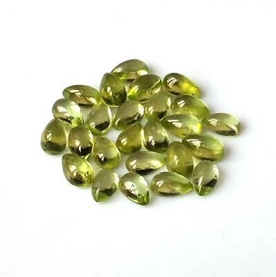 Peridot Cabochon 3X5 mm Pear Cut Natural Calibrated Untreated Gemstone 25 Pieces - Image 1 of 4