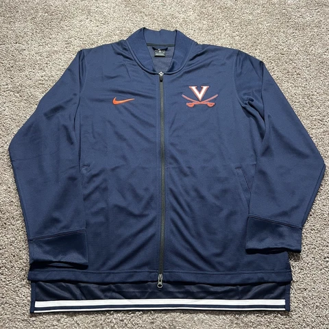 Nike Full Zip Virginia Cavaliers Jacket Pockets Navy Blue Dri Fit Authentic Cover