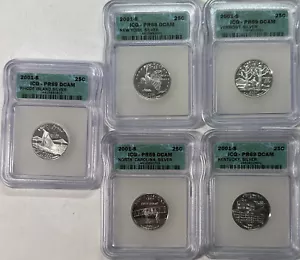 2001 S ICG PROOF PR69 DCAM 5 State Silver Quarter Set - Picture 1 of 12