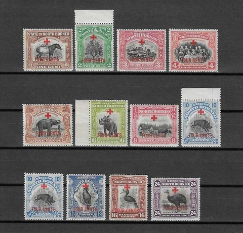 NORTH BORNEO 1918 SG 235/45 MNH Cat £42 Cover
