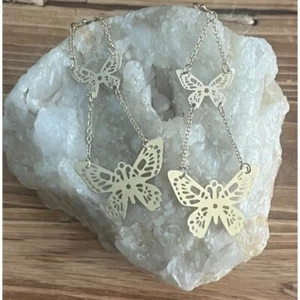 Leichte filigrane Chandelier-Ohrhängerkette Gold Schmetterling ~ neu - Bild 1 von 14