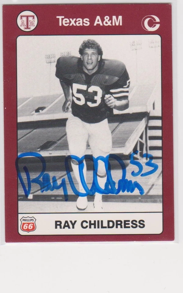 TARJETA AUTOGRAFIADA DE RAY CHILDRESS TEXAS A&M UNIVERSITY Foto 1 de 1