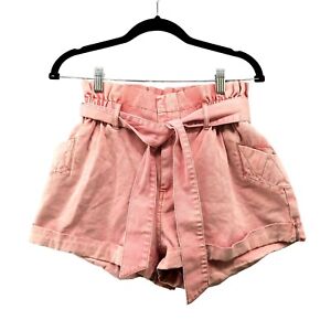 BDG Urban Outfitter Paper Bag Pink Denim Shorts Relaxed Womens Size SP Sunwashed