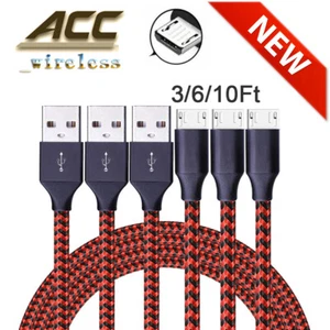 3/6/10Ft Micro USB Fast Charger Data Sync Cable Cord For Samsung HTC Android LG  - Picture 1 of 11