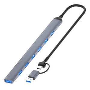 2IN1 USB3.0 Type C to USB 3.0 7 Port Hub Splitter For PC Mac Phone MacBook Pro - Picture 1 of 10