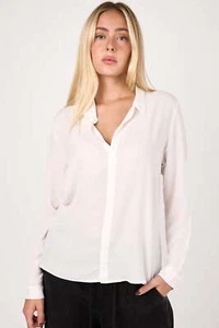 PRIVATE 02 04 White Silk Semi Sheer Button Up Long Sleeve Dress Shirt Blouse 2 - Picture 1 of 5