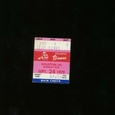 9-24-1979 Houston Astros @ Atlanta Braves Baseball Ticket Stub - Doubleheader - Image 1 of 2