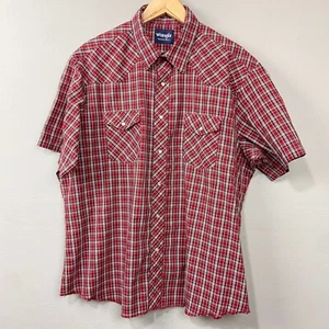 Wrangler Western Pearl Snap Shirt Size XXL Red Plaid Cowboy Casual Country Retro - Picture 1 of 14