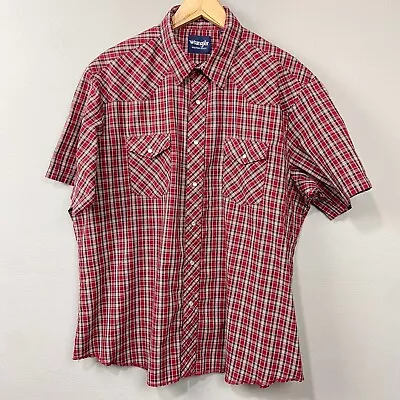 Wrangler Western Pearl Snap Shirt Size XXL Red Plaid Cowboy Casual Country Retro - Image 1 of 4