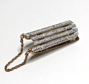 Lady Remington Sled Pin Gold Silver Pave Look Metal Aurora Borealis Cut Crystals - Picture 1 of 9