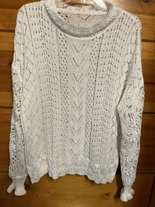 Eleganter weißer Strickpullover Größe M Damen Langarm - Bild 1 von 5