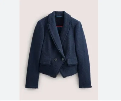 Boden Womens Cropped York Blazer UK 10 US 6 Navy Blue Textured U0112 NWT - Image 1 of 4
