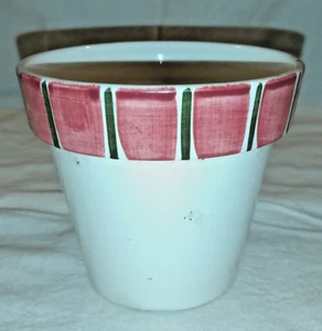 Maceta vintage Stangl cerámica 4"h pintada a mano Trenton NJ EE. UU. rosa y verde - Imagen 1 de 6