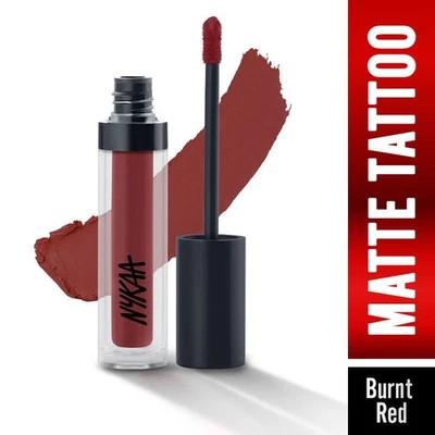Nykaa Matte Tattoo Liquid Lipstick | Rose Brunt - Red (4g) - Image 1 of 4