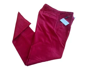  NWT Ben Silver Italian Hand Tailored Brick Red Woool Trousers Pants 35 - Picture 1 of 10