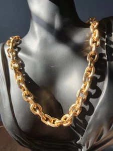 Vintage Chunky Gold-Tone Chain Necklace - Picture 1 of 6