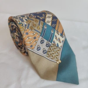 Gucci Seidenkrawatte blau gold verschiedene Muster quadratisch Italien 3,25" (LESEN) - Bild 1 von 7