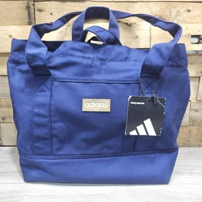 ADIDAS CANVAS Womens Mens Work Tote Bags Dark Blue Unisex New With Tags MSRP $45 - Image 1 of 4