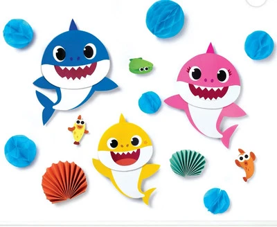 AMSCAN Baby Shark Dance Pinkfong Cartoon Kids Birthday Party Cutout Wall Decorating Kit