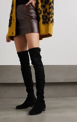 Stuart Weirzman Lowland Sobre la rodilla Botas de gamuza negras talla 7.5 Foto 1 de 4