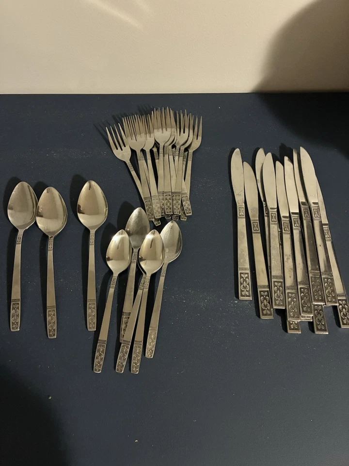 Vintage MCM Interpur Cortina 36 Piece Stainless Steel Flatware MCM  Korea - Image 1 of 1