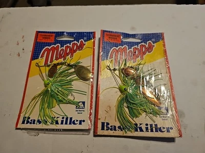 2 MEPPS Bass Killer Spinnerbait 1/4 OZ Nuevo en Paquete Amarillo Con Hojas Doradas 2 Foto 1 de 2