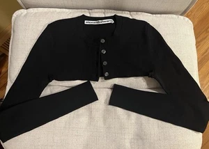 Alexander Wang Compact Rib Knit Cropped Cardigan Women’s XS NWOT Black - Picture 1 of 4