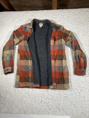 LL Bean Chaqueta Forrada de Vellón Para Hombre M Reg Calce Tradicional Camisa Roja a Cuadros Botón Foto 1 de 4