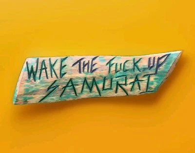 Cyberpunk 2077 Fan Art Wake The F**k Up Samurai Sign Wood Carving Night City  - Image 1 of 4