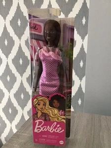 Barbie doll wearing pink dress With Long Black Hair Brand New - Picture 1 of 4