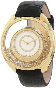 Versace Womens 86Q71SD498 S009 Destiny Spirit Gold IP Case Leather Diamond Watch - Picture 1 of 10