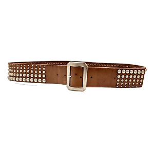 Studded Belt gradation pattern Pin to Hole 34-37 Brown Genuine Leather JPN