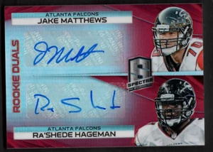 2014 Jake Matthews & Ra'Shede Hageman Spectra Rookie Duals Red Auto /10 #253 - Picture 1 of 2